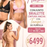 Frashe Art. 706 Conjunto Bralette Cintura Ancha Con Tanga De Puntilla Talles 85 90 y 100