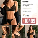Belén Art. 3715 Conjunto en tul fantasia tela engomada con detalle de strass Corpiño con aro y tangaless regulable Talles 85 90 y 105