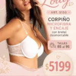 Lody Art. 5153 Corpiño microfibra y encaje con bretel desmontable Talles 85 al 95