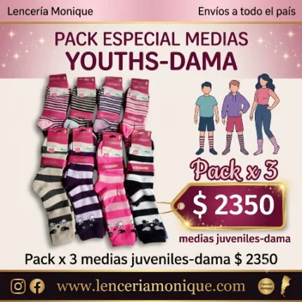 Pack x 3 medias juveniles dama