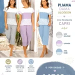 Lencatex Art. 26727 Pijama dama algodon con pantalon capri Talles 1 2 y 5