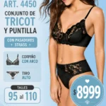 Belén Art. 4450 conjunto de tricot y puntilla con pasadores strass corpiño con arco tiro alto Talles 95 105 y 110