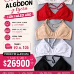 Art. 105 Corpiños algodon y lycra con falso aro Talles 90 al PRECIO POR LA DOCENA SURTIDA